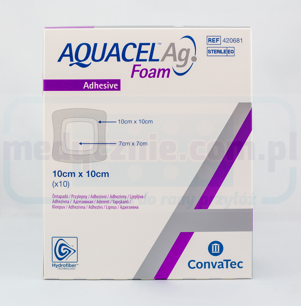 Aquacel Foam Ag Adhesive 10*10cm wielowarstwowy opatrunek piankowy 1szt